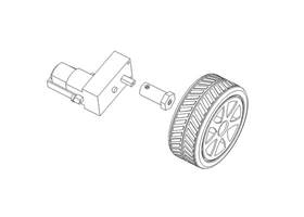 Dagu wheel pair with 4mm shafts attaching to gearmotor